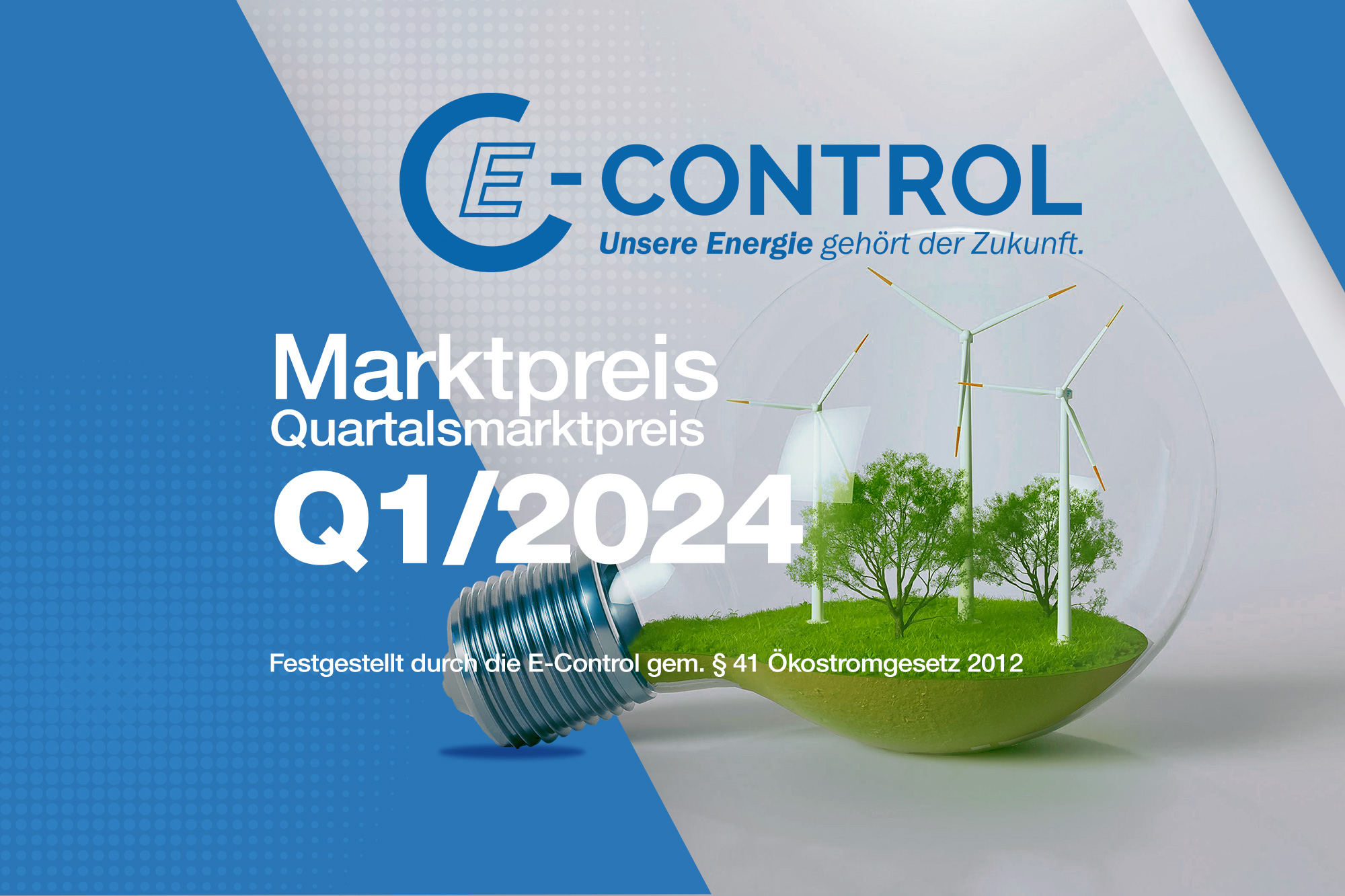 E-Control Marktpreis Q1/2024: 9,63 ct/kWh